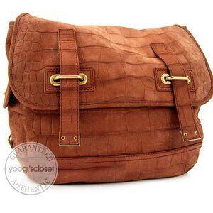 Yves Saint Laurent Besace in Croc embossed Suede